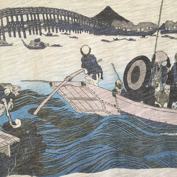 Uniqlo Hokusai Blue Ukiyo-e Rowing T-shirt - Picture 4 of 14